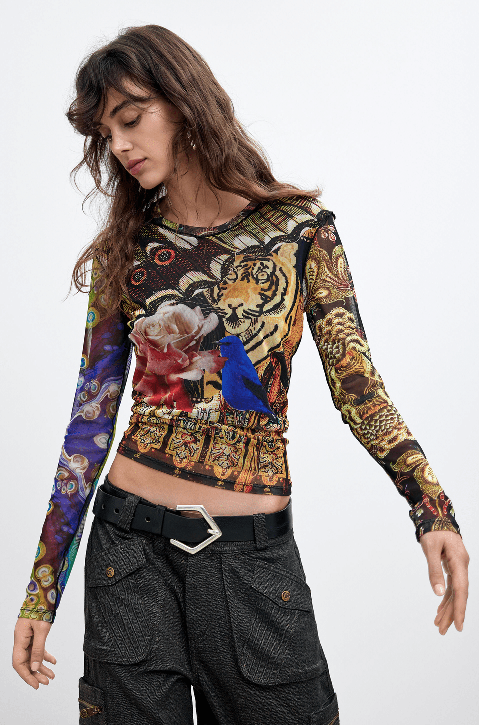 Desigual Long Sleeve Printed T-Shirt - Flea Boutiques