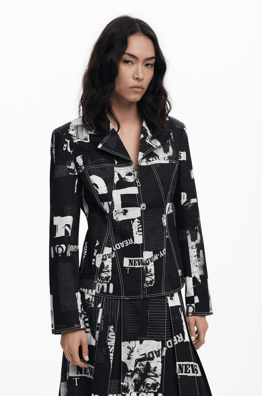 Desigual Newspaper Blazer - Flea Boutiques