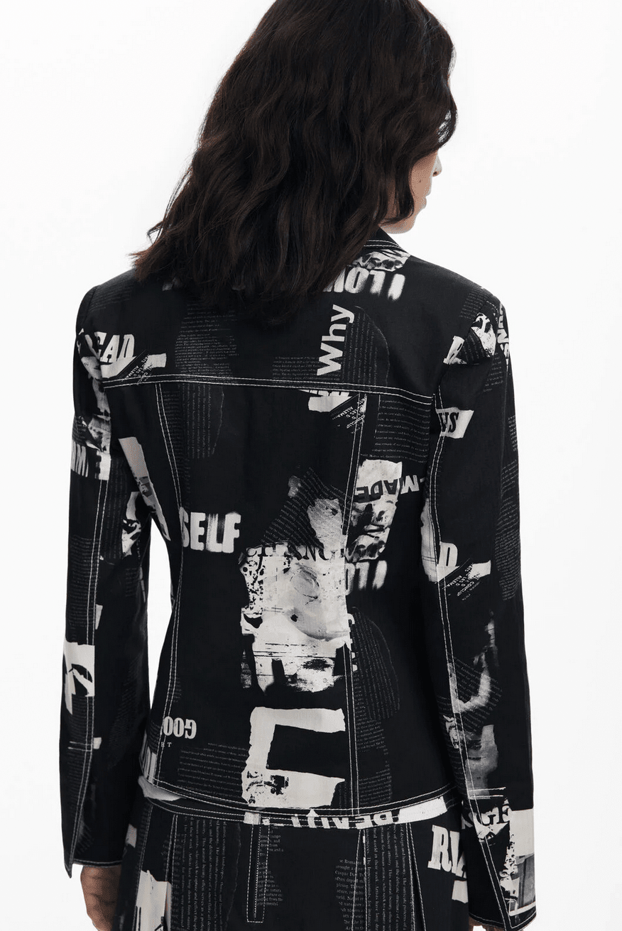 Desigual Newspaper Blazer - Flea Boutiques