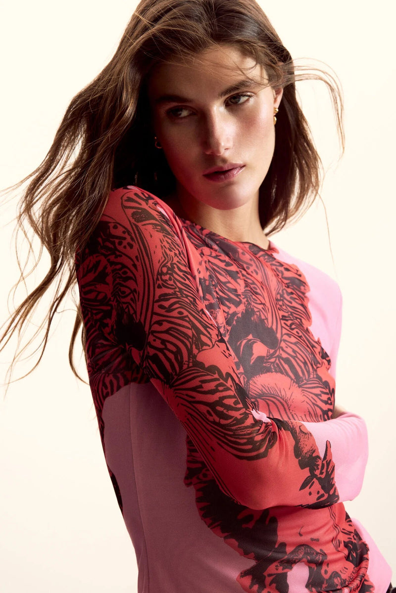 Desigual Orchid Long Sleeve Mesh Shirt - Flea Boutiques