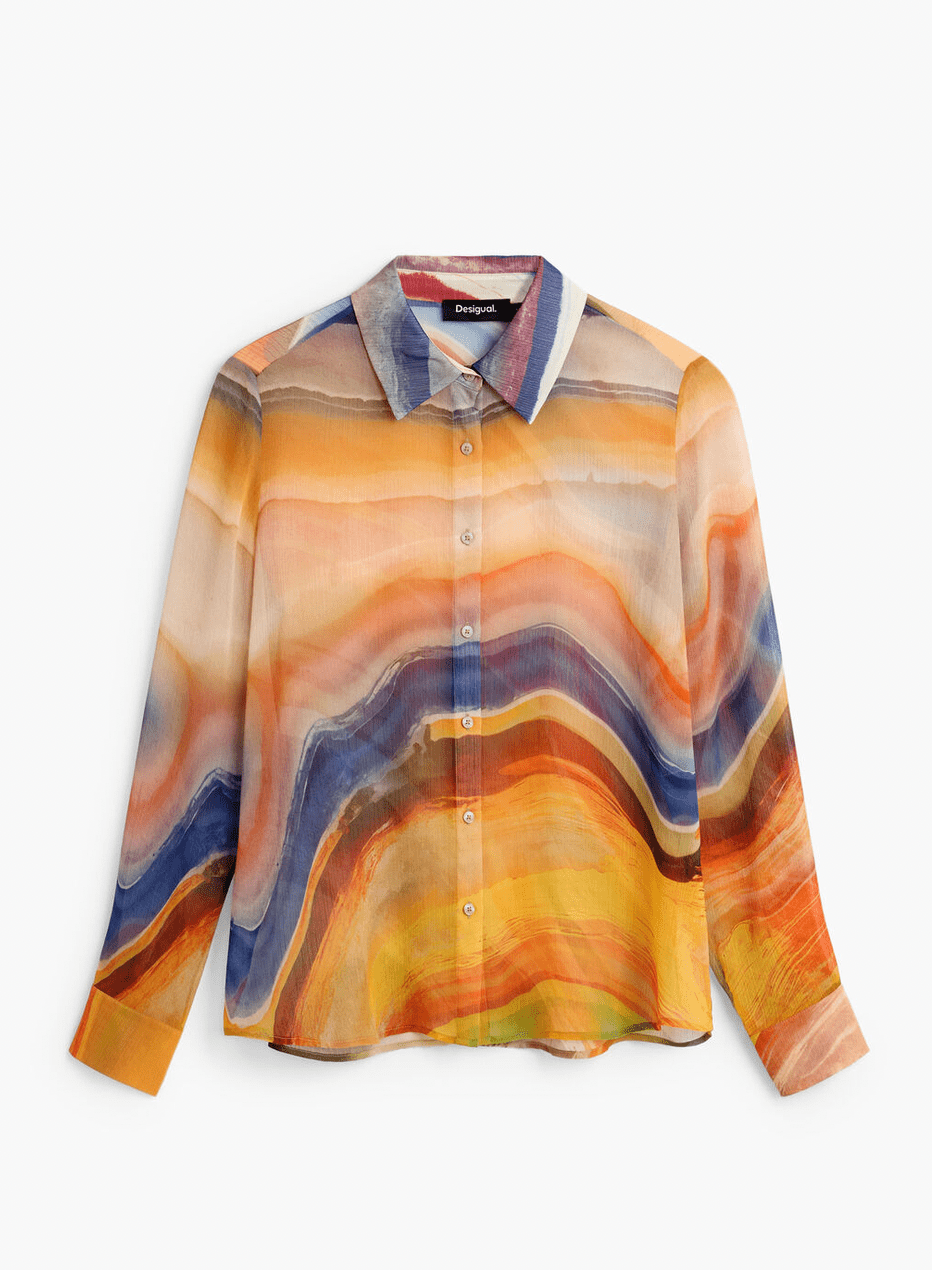 Desigual Printed Sheer Blouse - Flea Boutiques