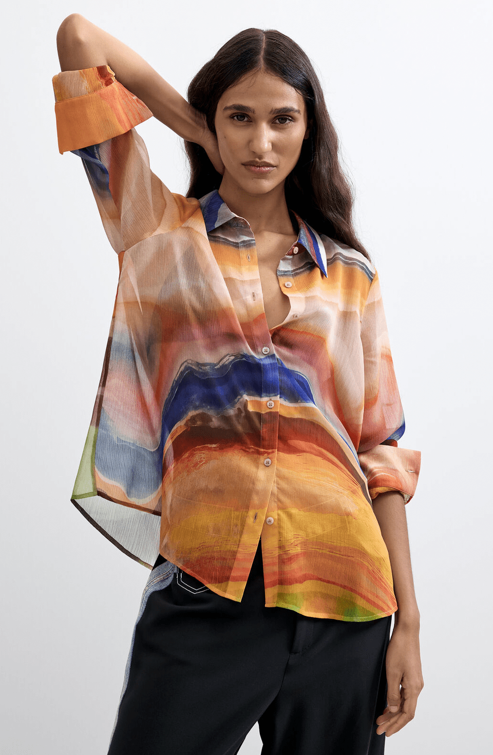 Desigual Printed Sheer Blouse - Flea Boutiques