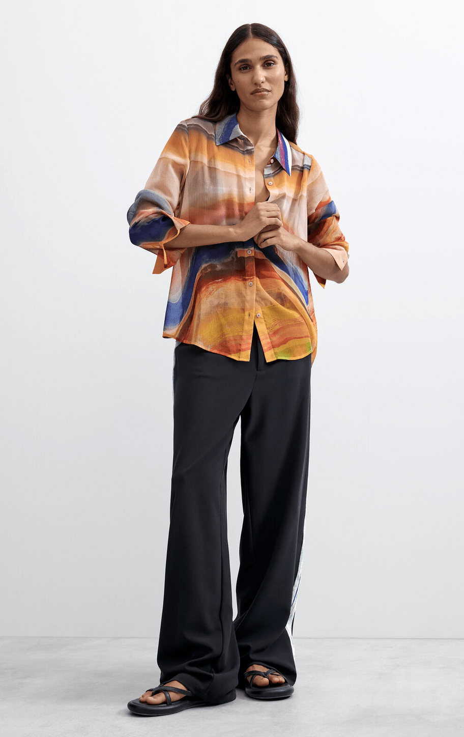 Desigual Printed Sheer Blouse - Flea Boutiques