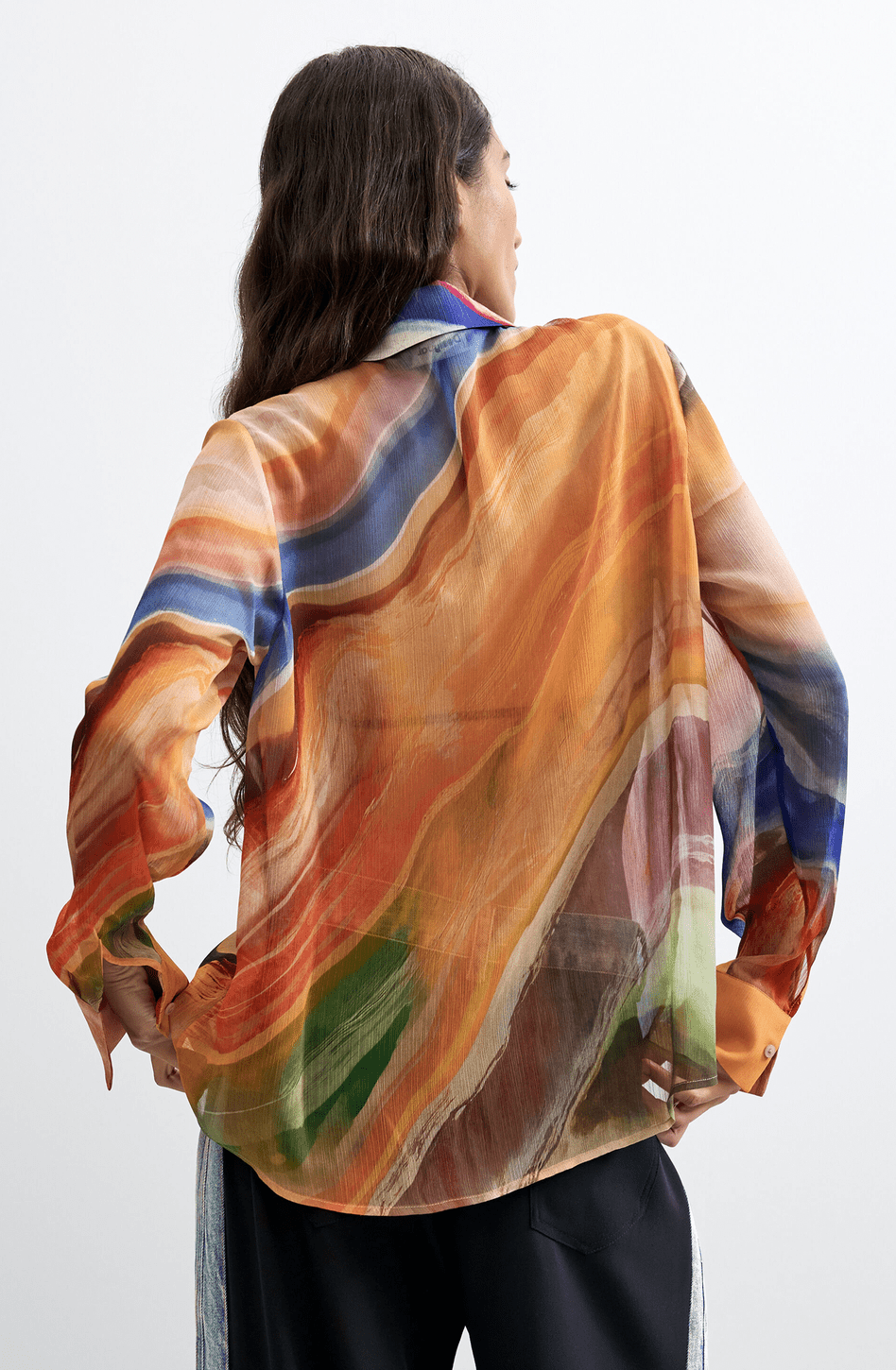 Desigual Printed Sheer Blouse - Flea Boutiques