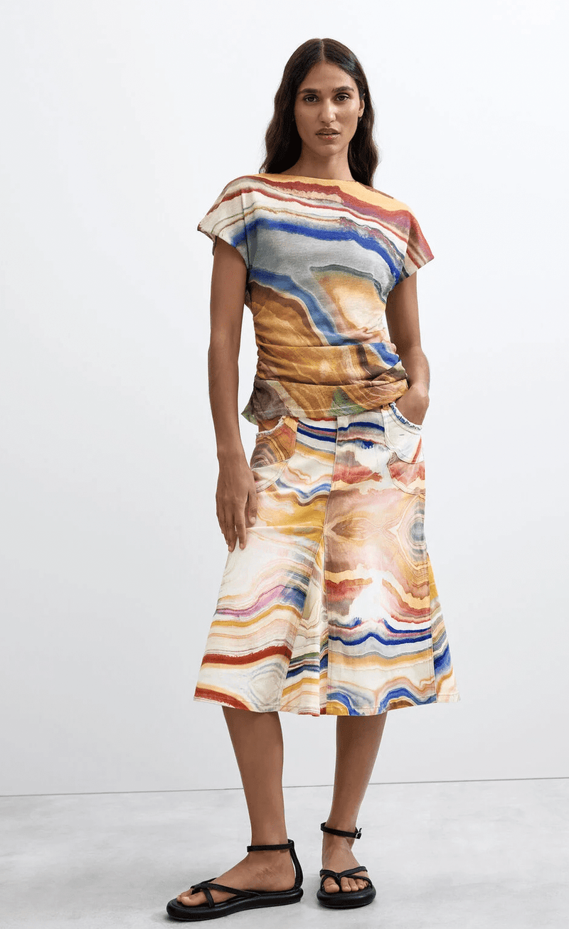 Desigual Ruched Cap Slv Top - Flea Boutiques