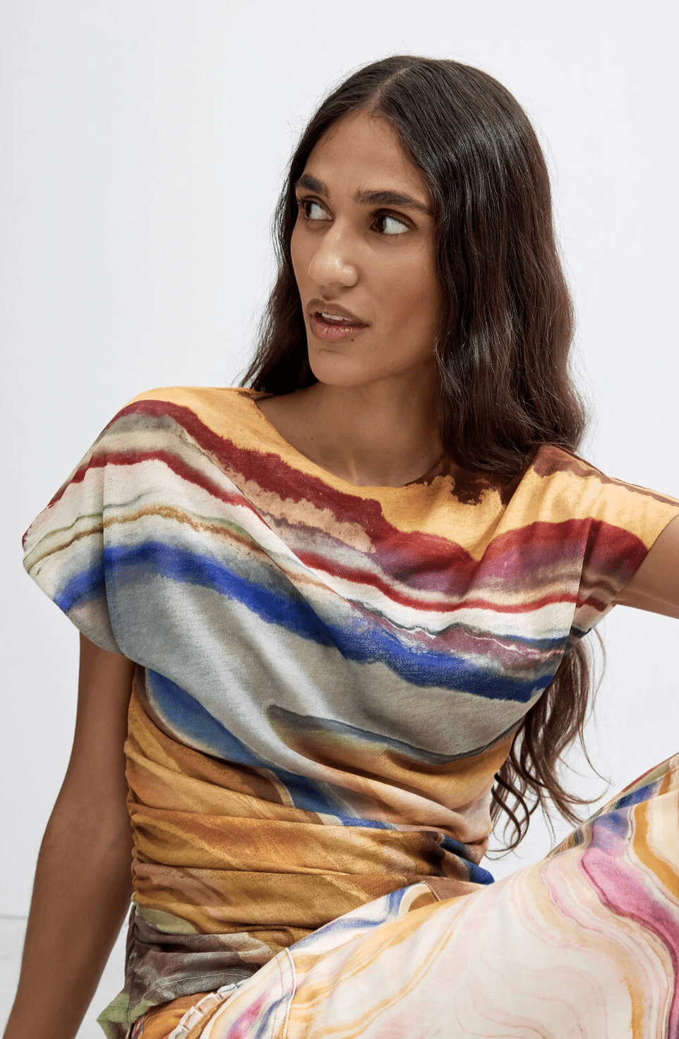 Desigual Ruched Cap Slv Top - Flea Boutiques