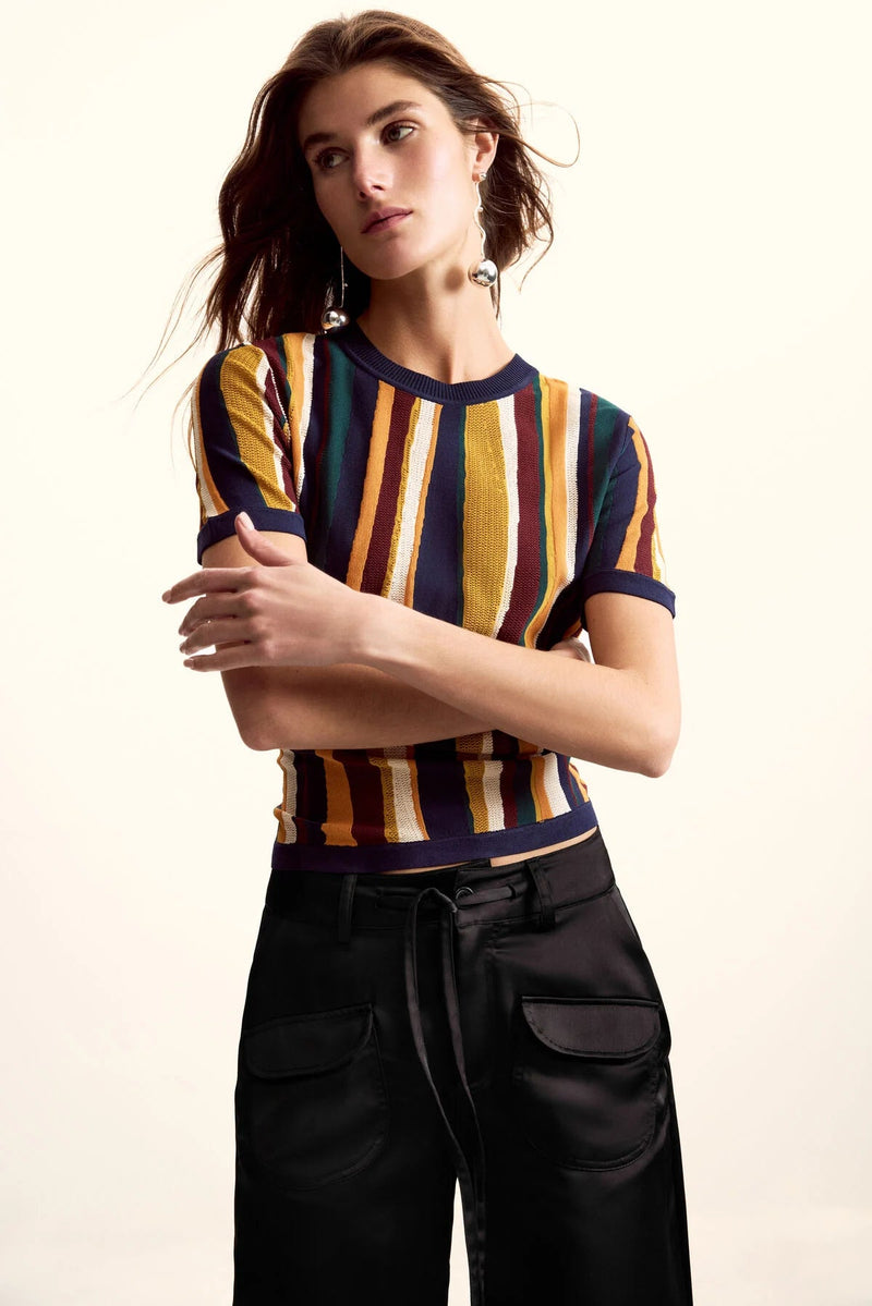 Desigual Striped Lacroix Short Sleeve Top - Flea Boutiques