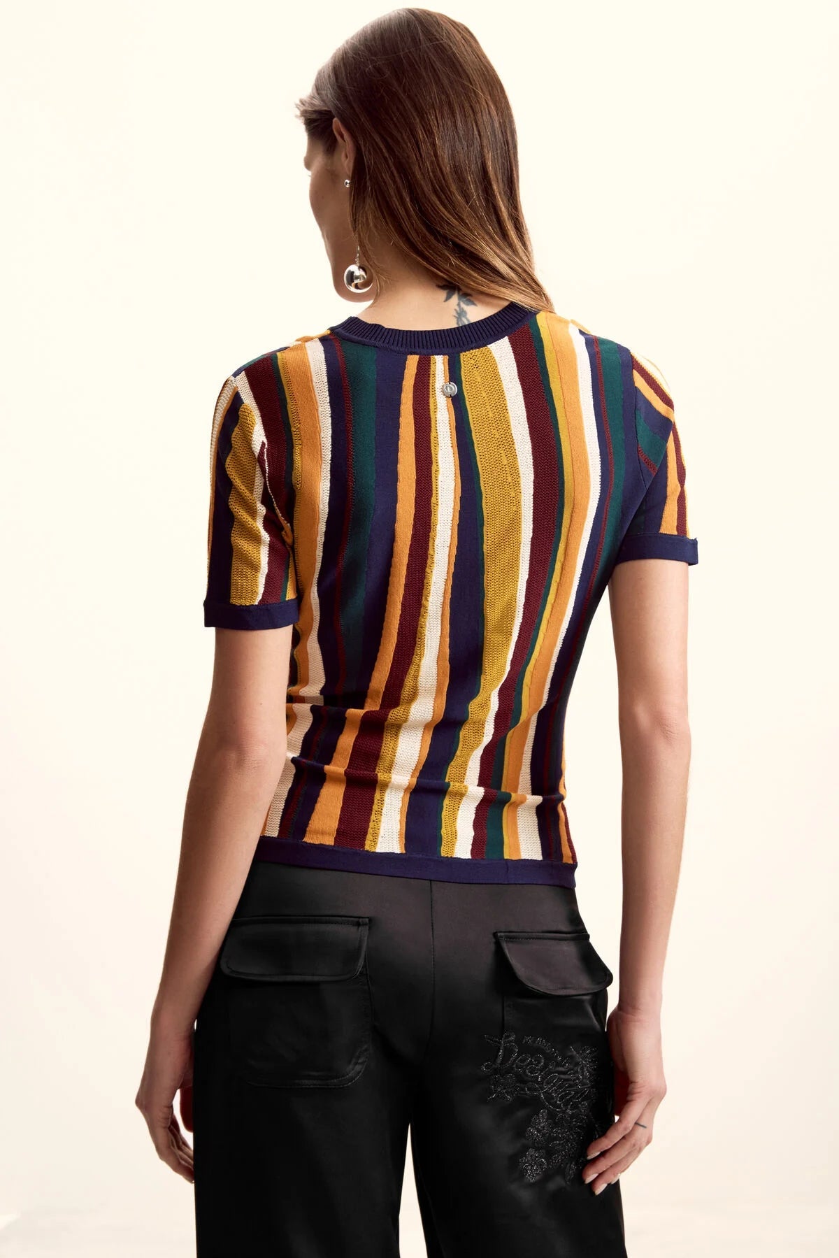 Desigual Striped Lacroix Short Sleeve Top - Flea Boutiques