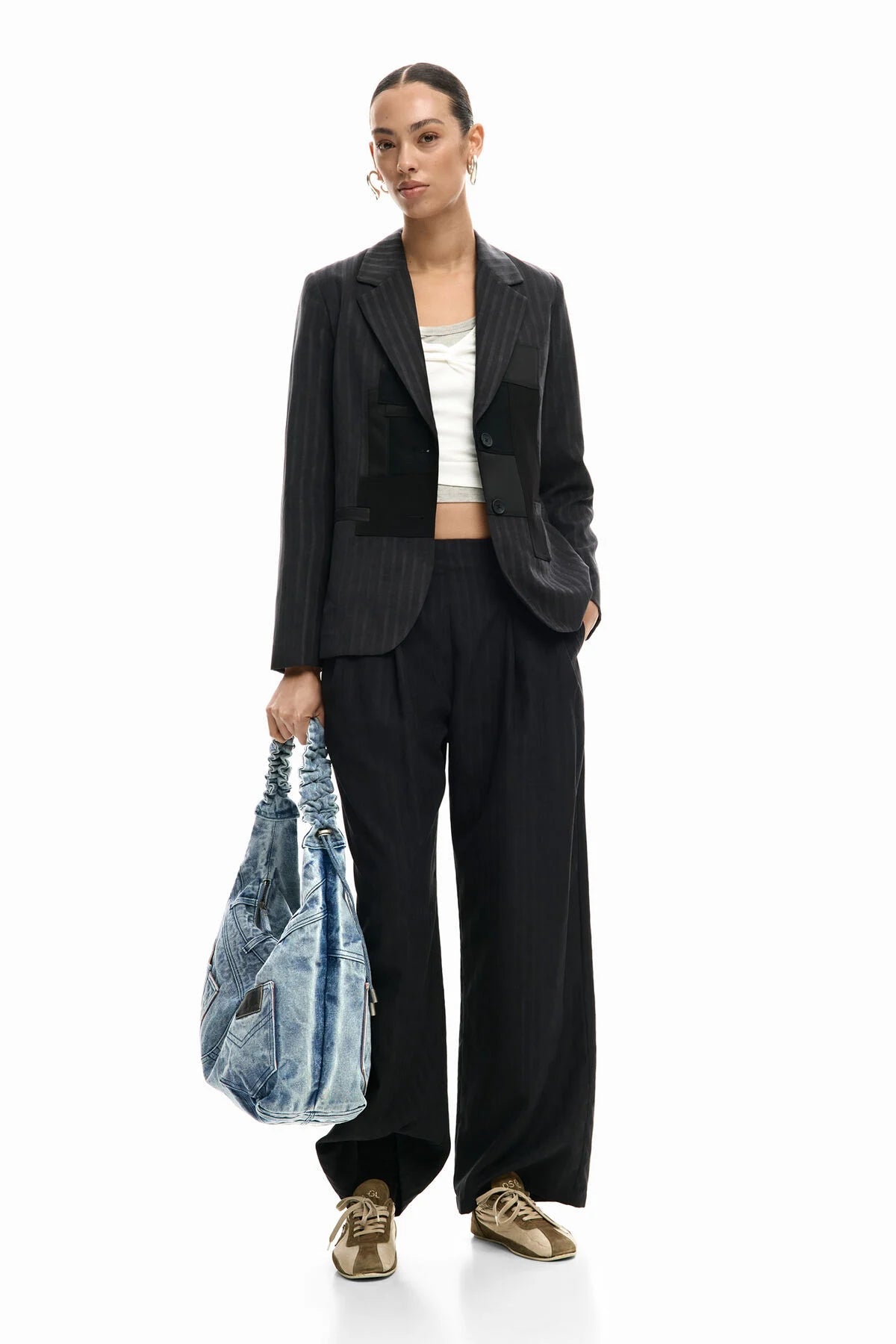 Desigual Striped Patch Blazer - Flea Boutiques