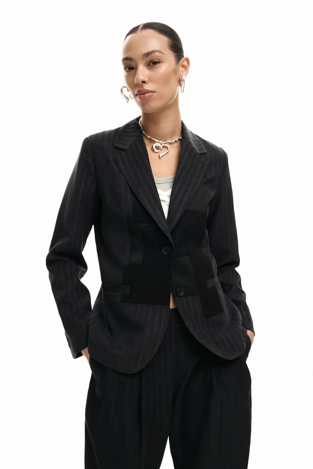 Desigual Striped Patch Blazer | Flea Boutiques
