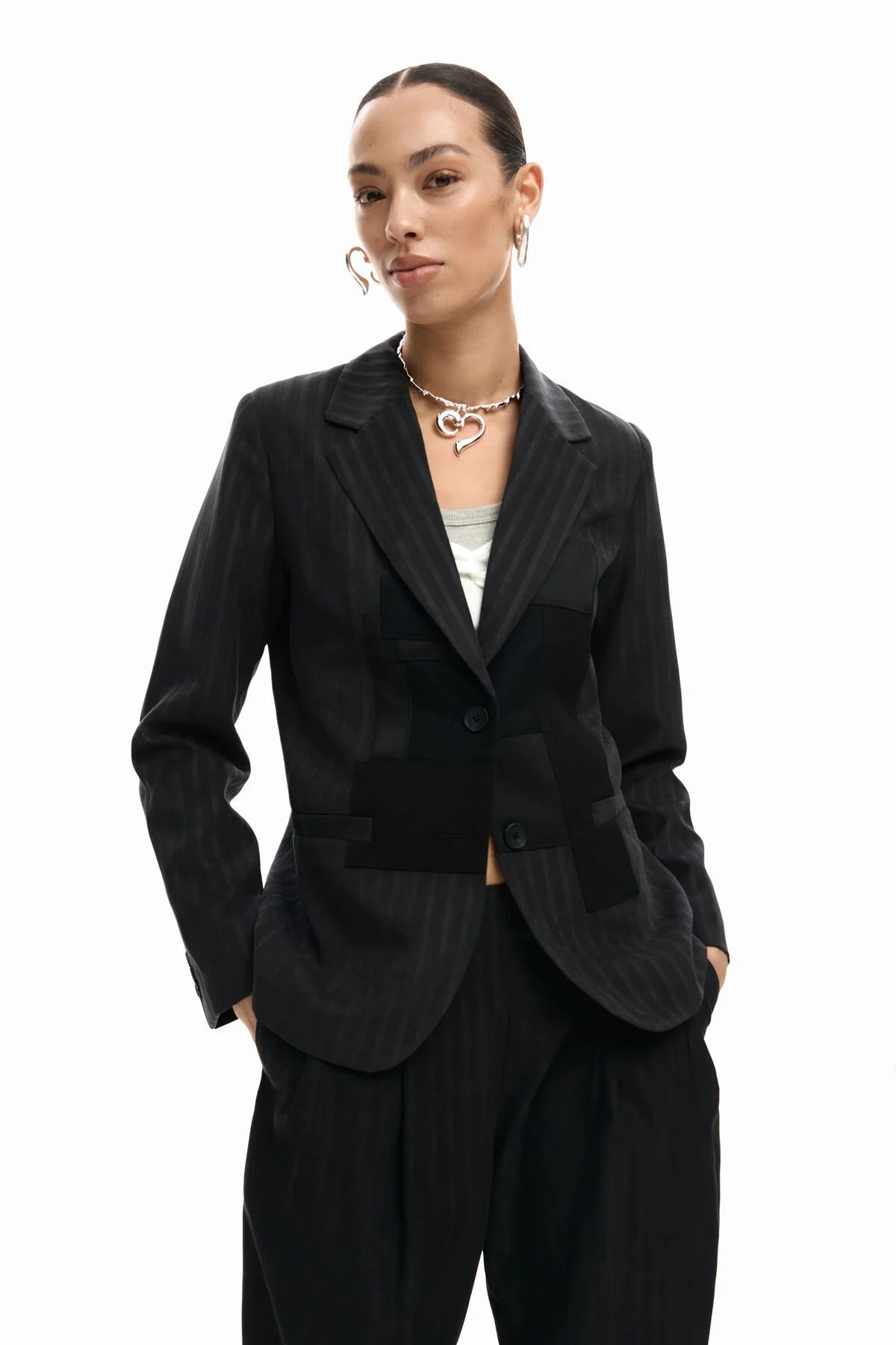 Desigual Striped Patch Blazer - Flea Boutiques