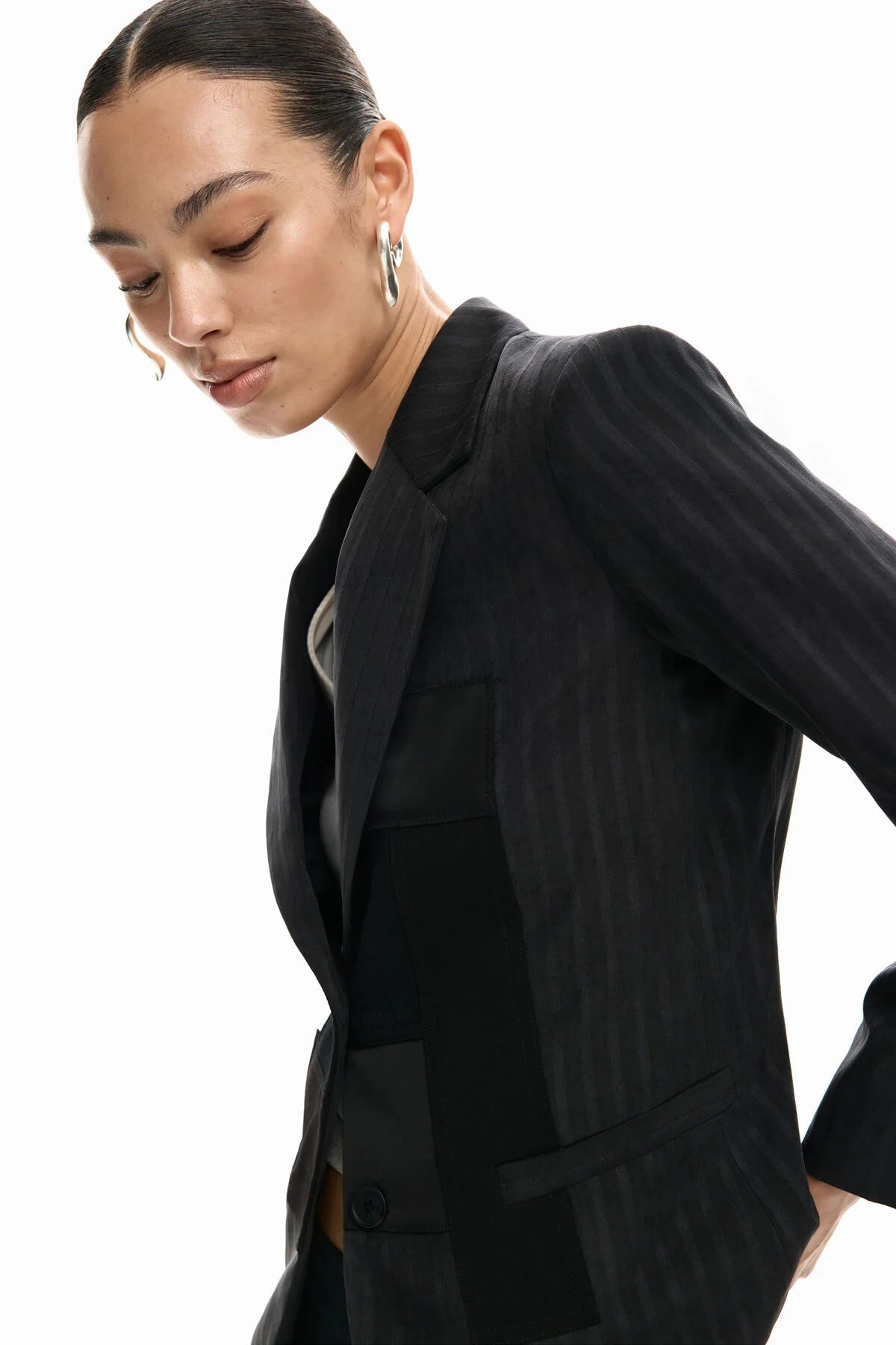 Desigual Striped Patch Blazer - Flea Boutiques