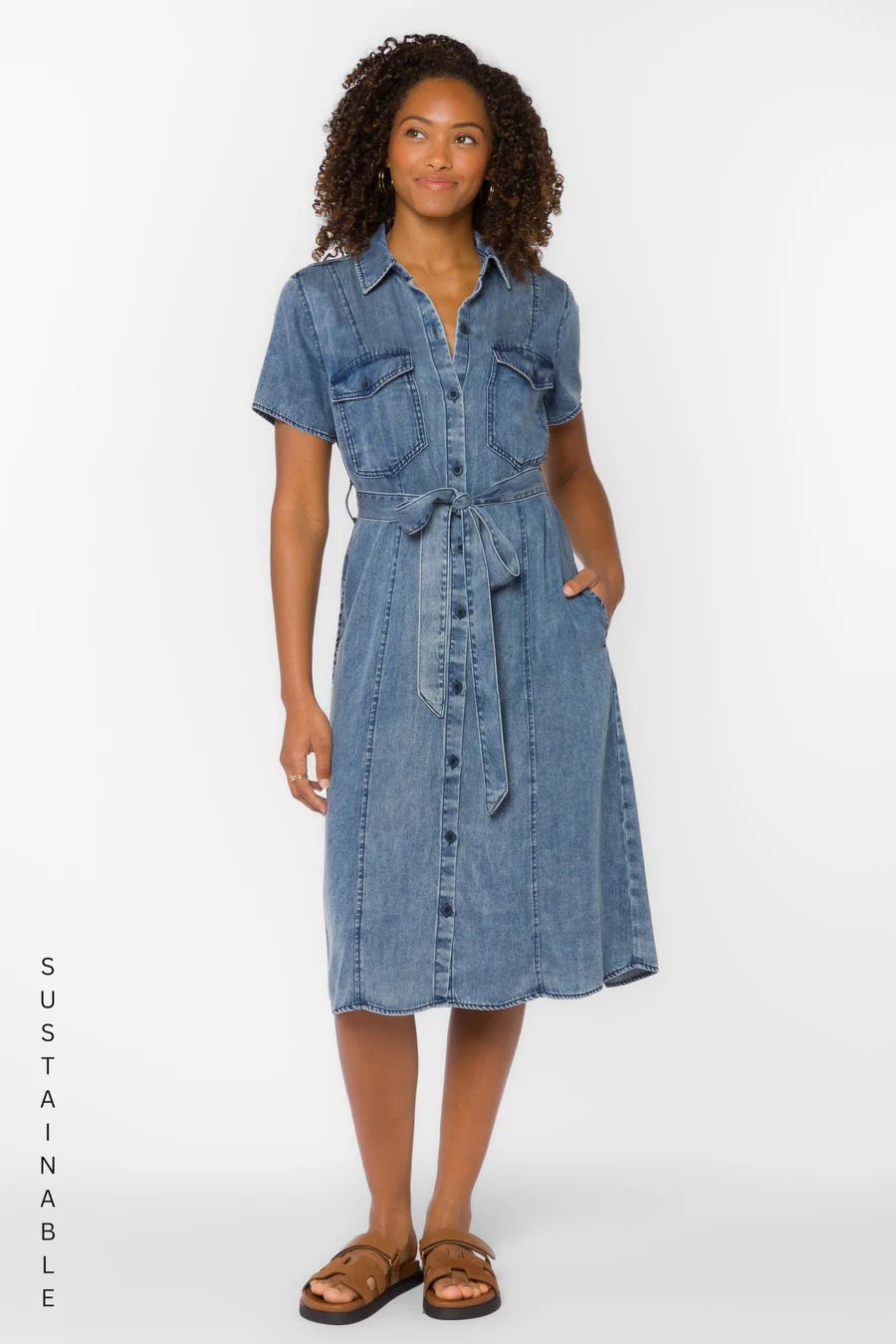 Dolene Short Sleeve Tencil Dress - Flea Boutiques