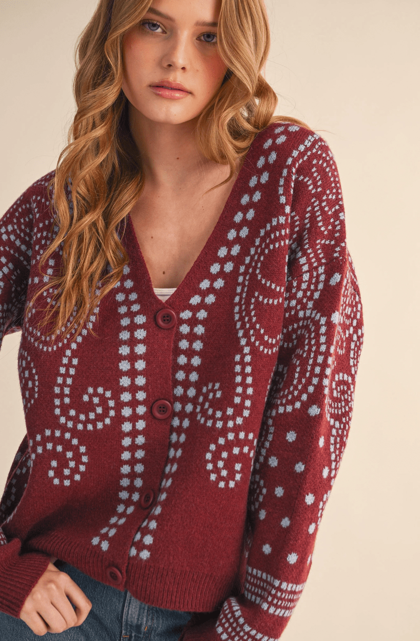Dot Art Damask Cardigan - Flea Boutiques