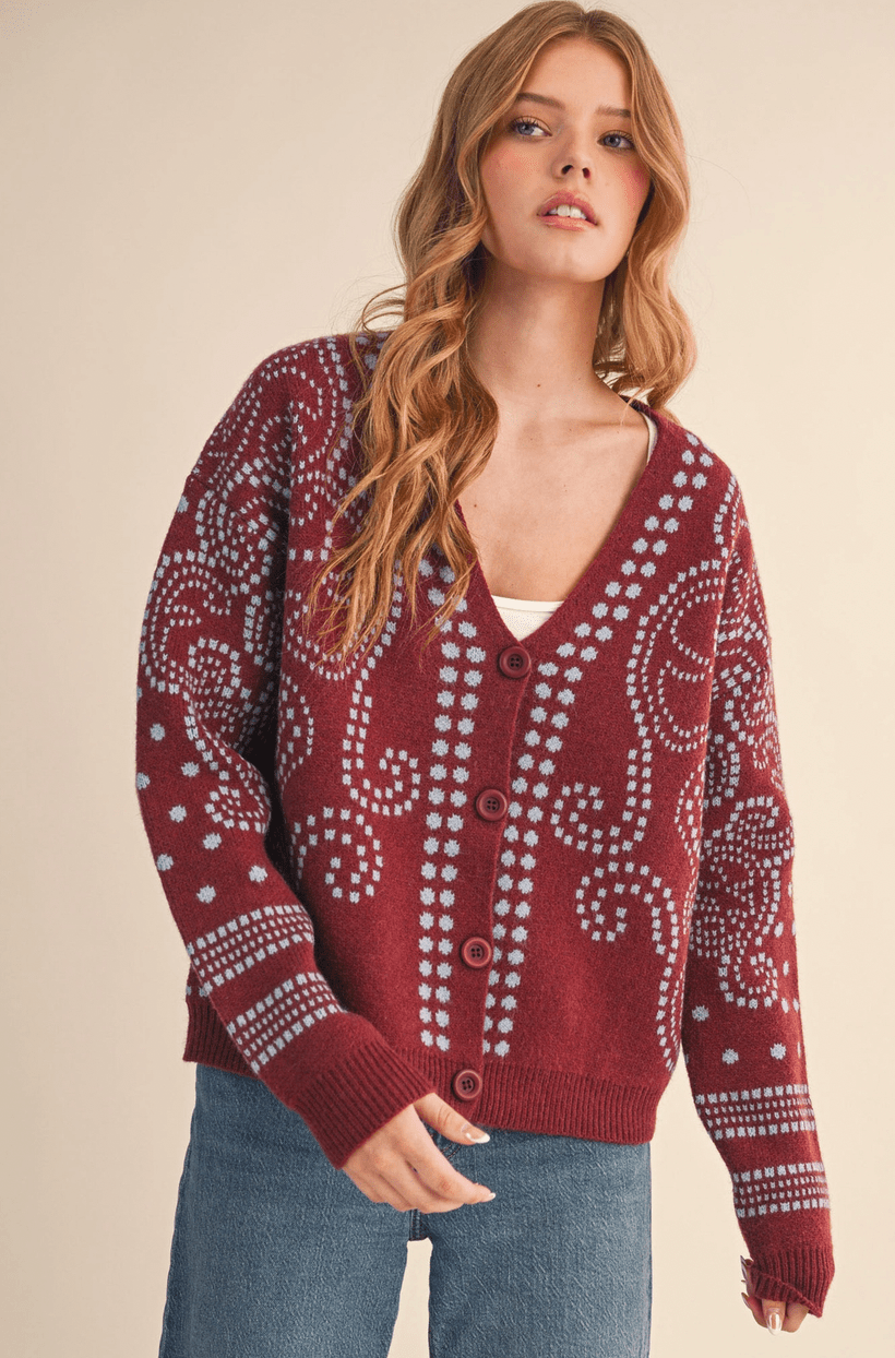 Dot Art Damask Cardigan - Flea Boutiques