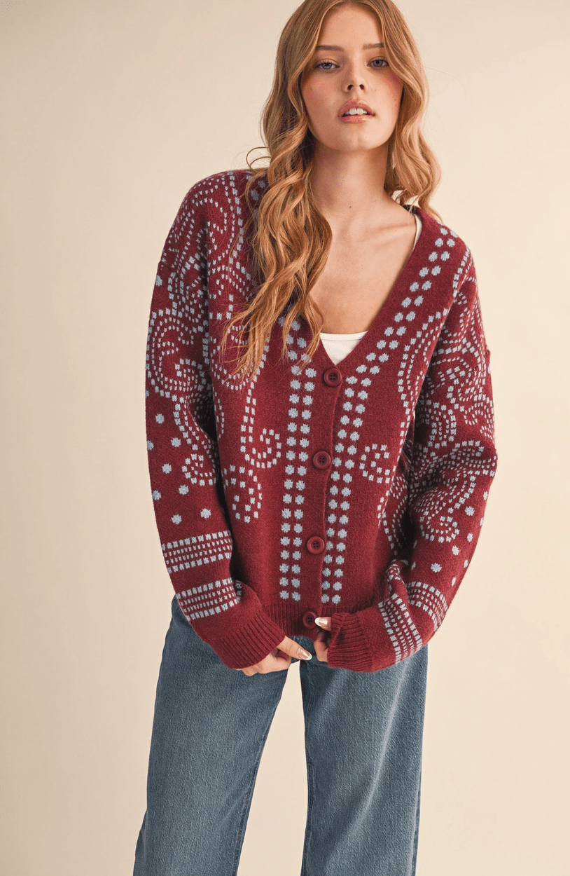 Dot Art Damask Cardigan - Flea Boutiques