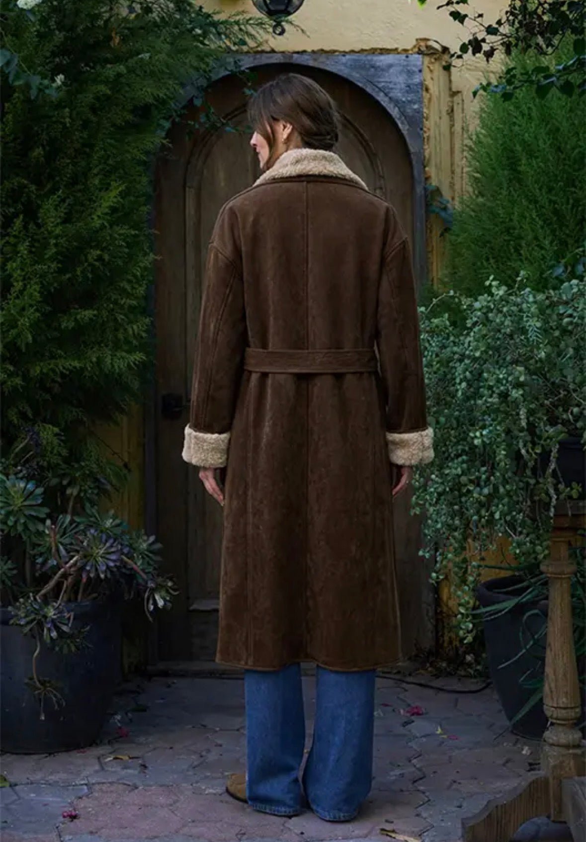 Double Breasted Faux Fur Suede Coat - Flea Boutiques