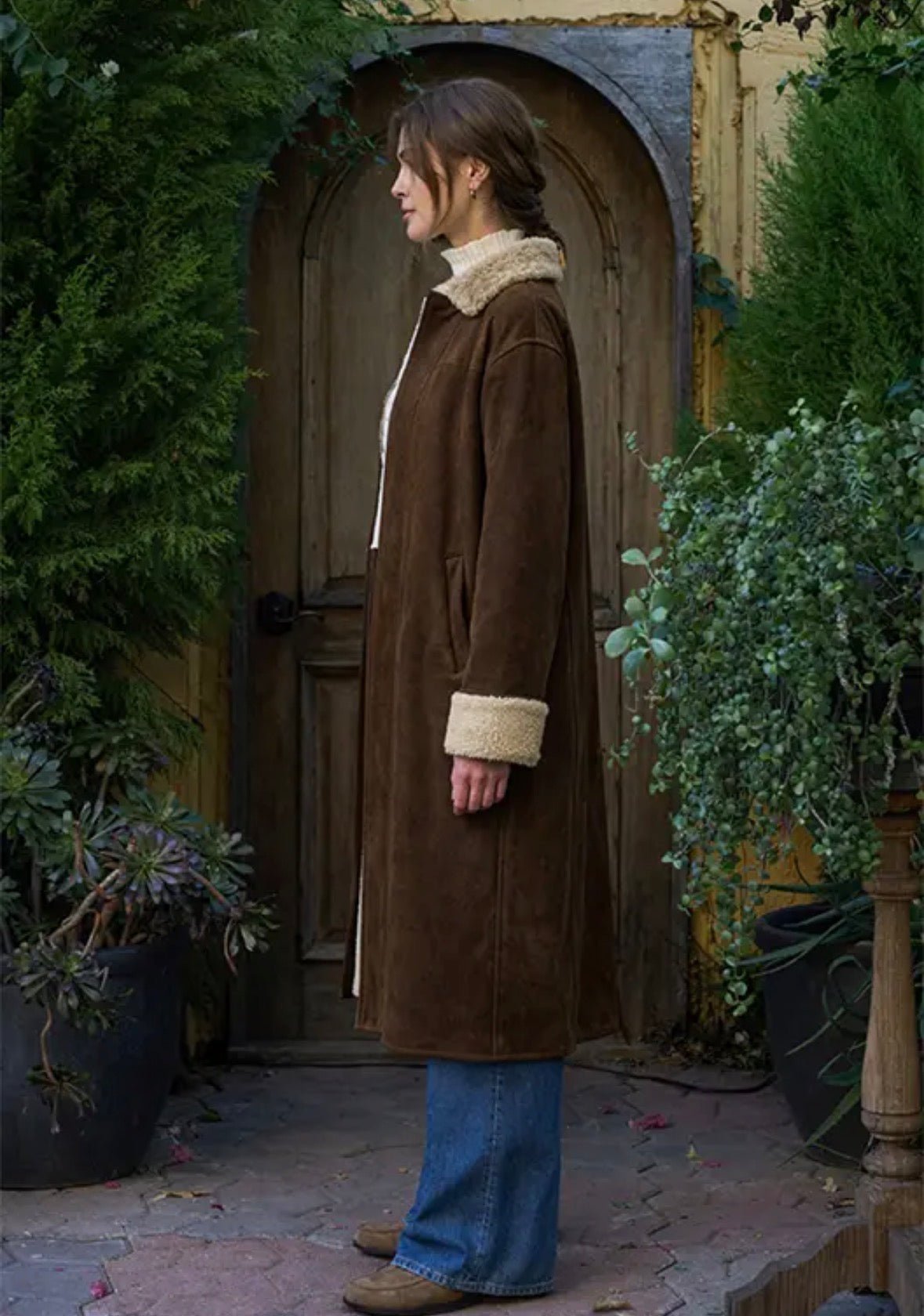 Double Breasted Faux Fur Suede Coat - Flea Boutiques