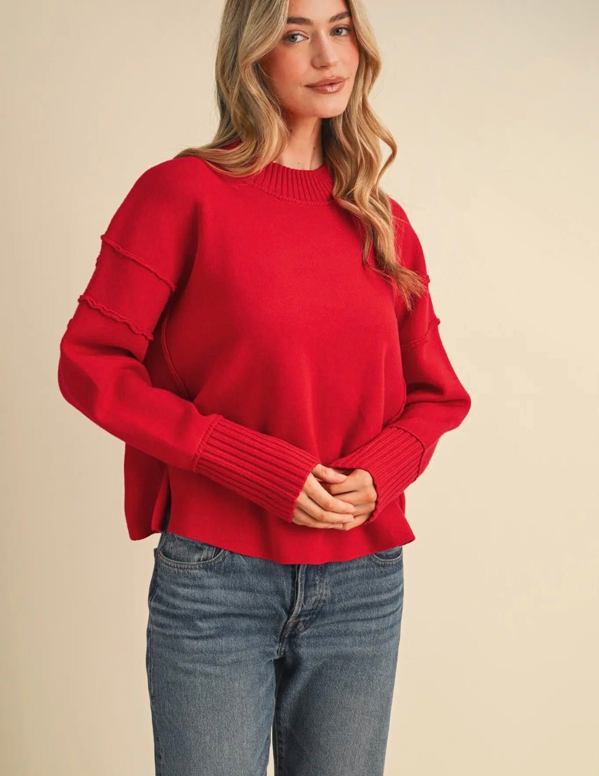 Drop Shoulder Ribbed Sweater - Flea Boutiques