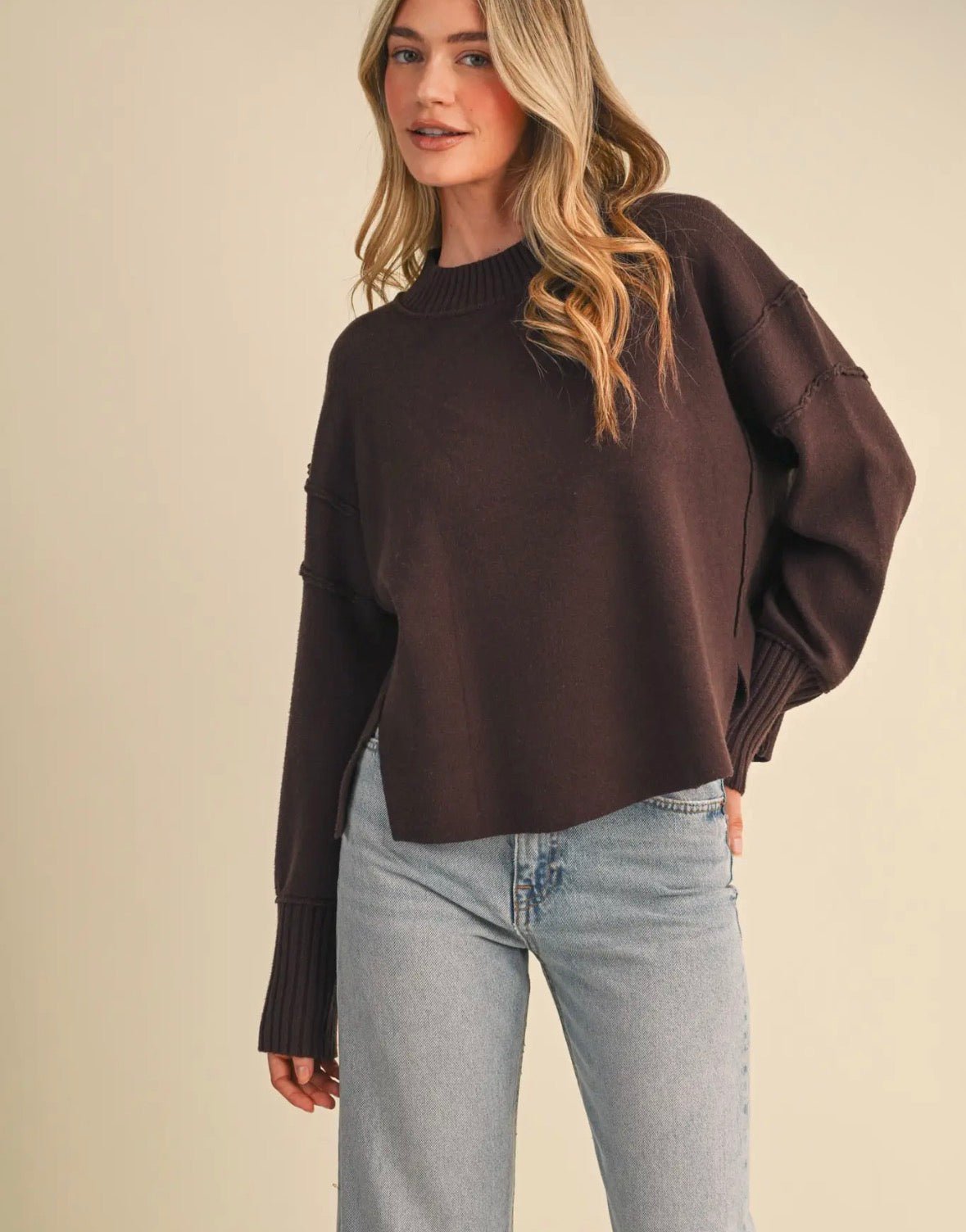 Drop Shoulder Ribbed Sweater - Flea Boutiques