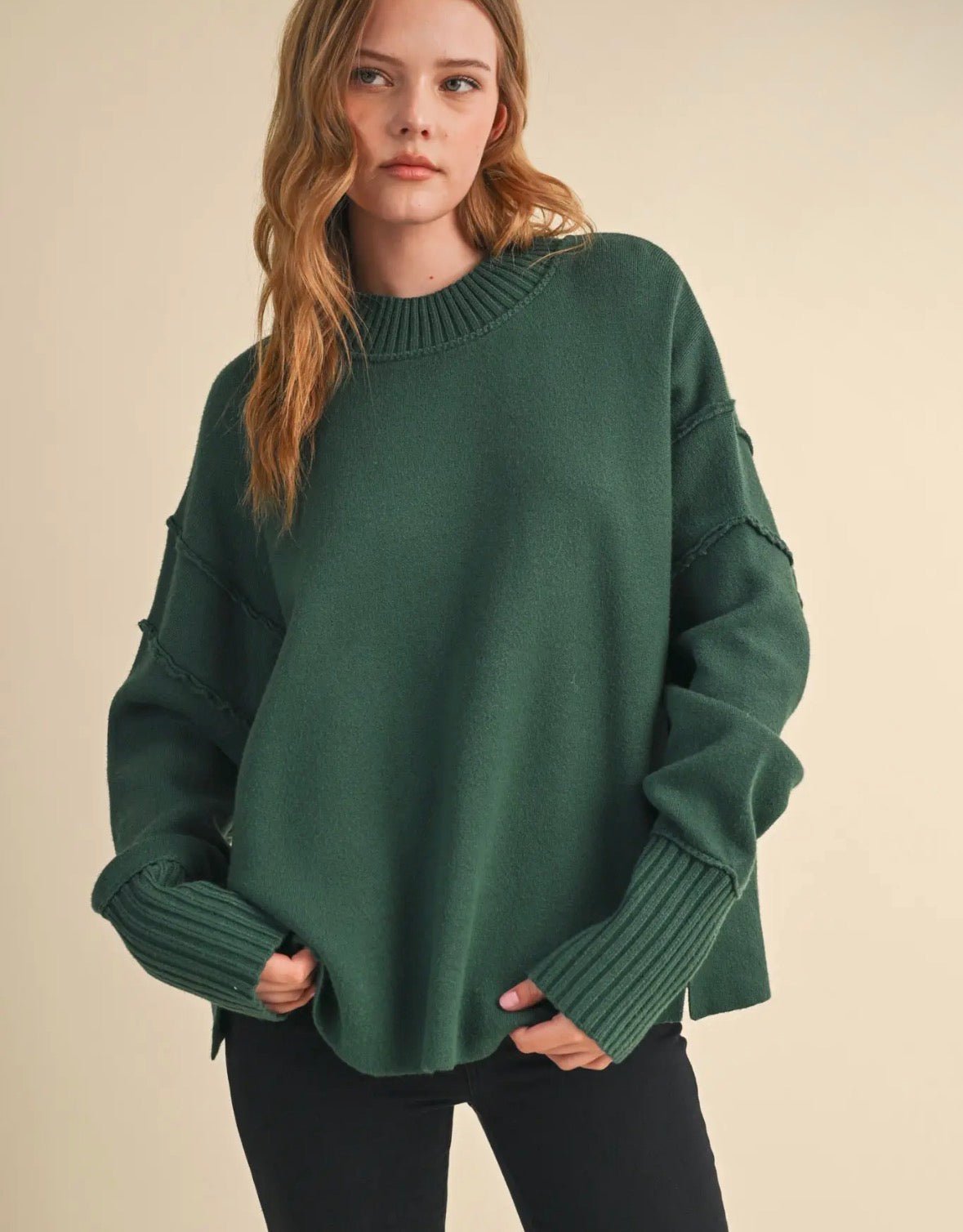 Drop Shoulder Ribbed Sweater - Flea Boutiques