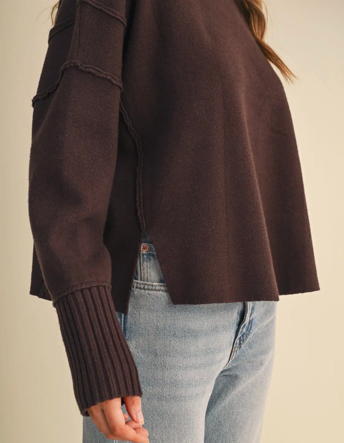 Drop Shoulder Ribbed Sweater - Flea Boutiques