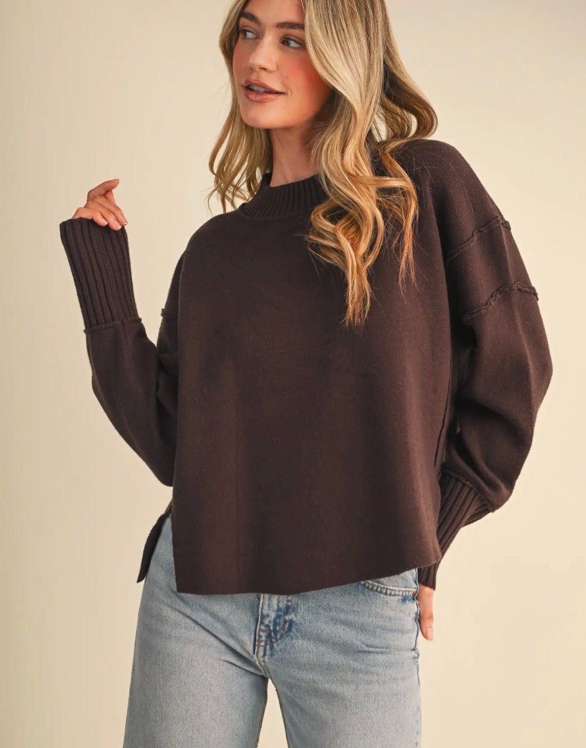 Drop Shoulder Ribbed Sweater - Flea Boutiques