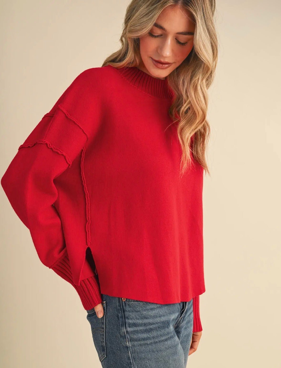 Drop Shoulder Ribbed Sweater - Flea Boutiques