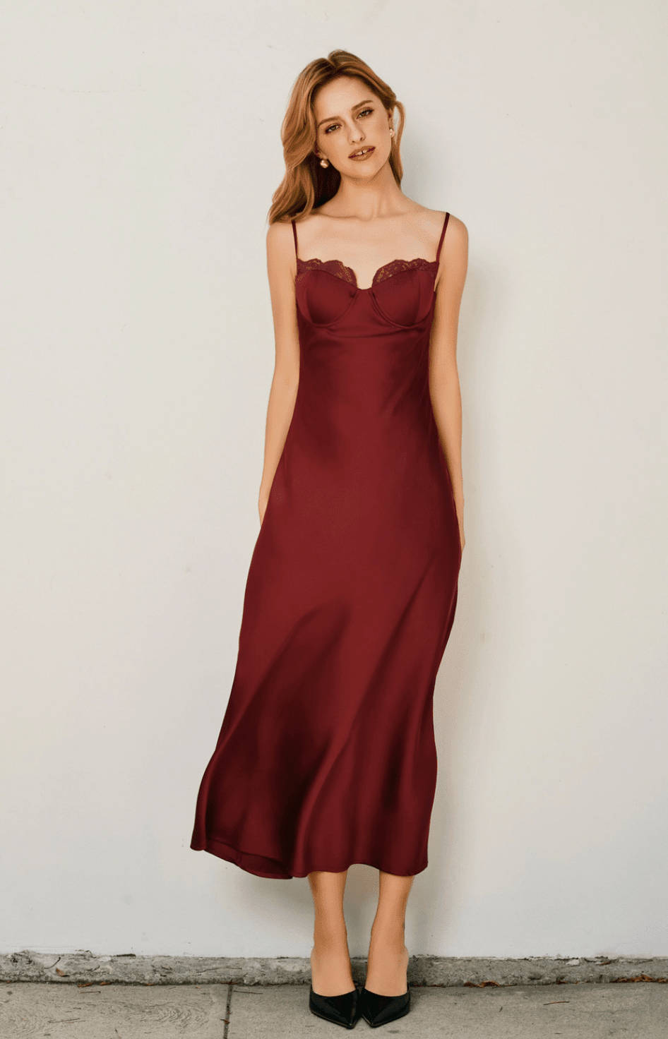Dull Satin Lace Trim Slip - Flea Boutiques