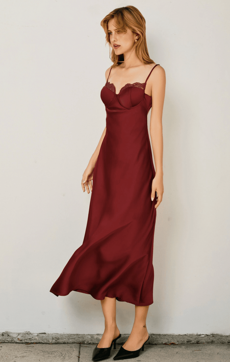 Dull Satin Lace Trim Slip - Flea Boutiques