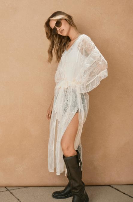 Echo Dunes Ruffled Lace Dress - Flea Boutiques