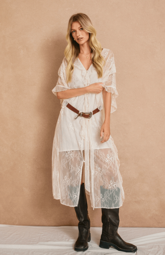 Echo Dunes Ruffled Lace Dress - Flea Boutiques
