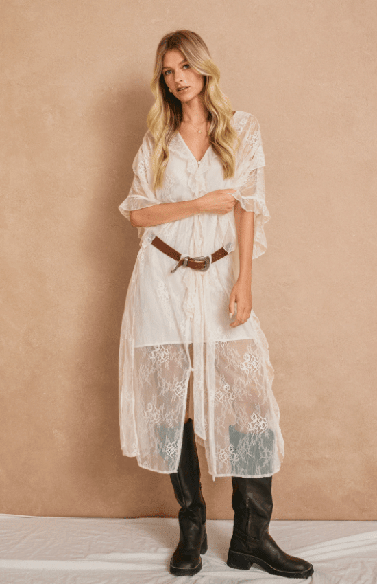 Echo Dunes Ruffled Lace Dress - Flea Boutiques
