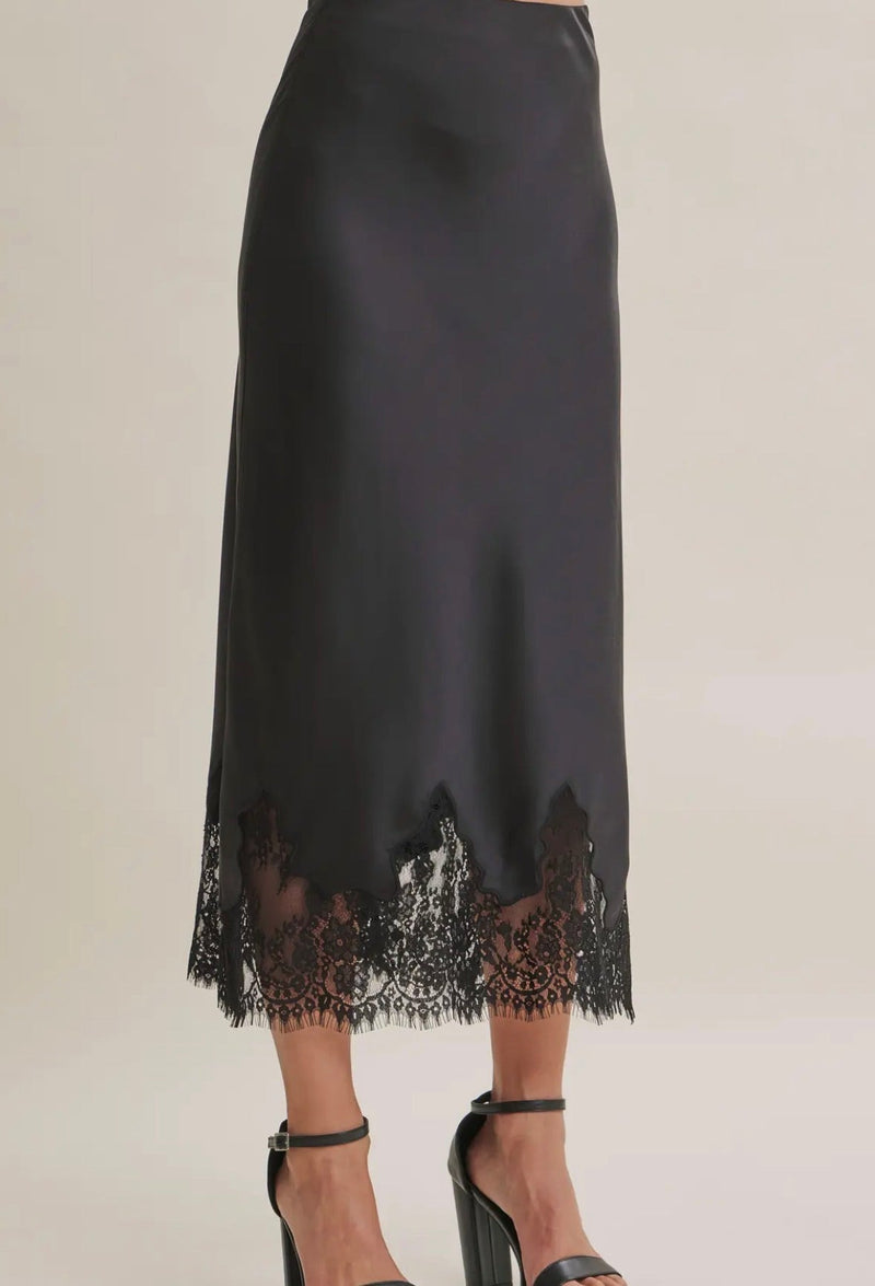 Elegant French Lace Satin Skirt - Flea Boutiques