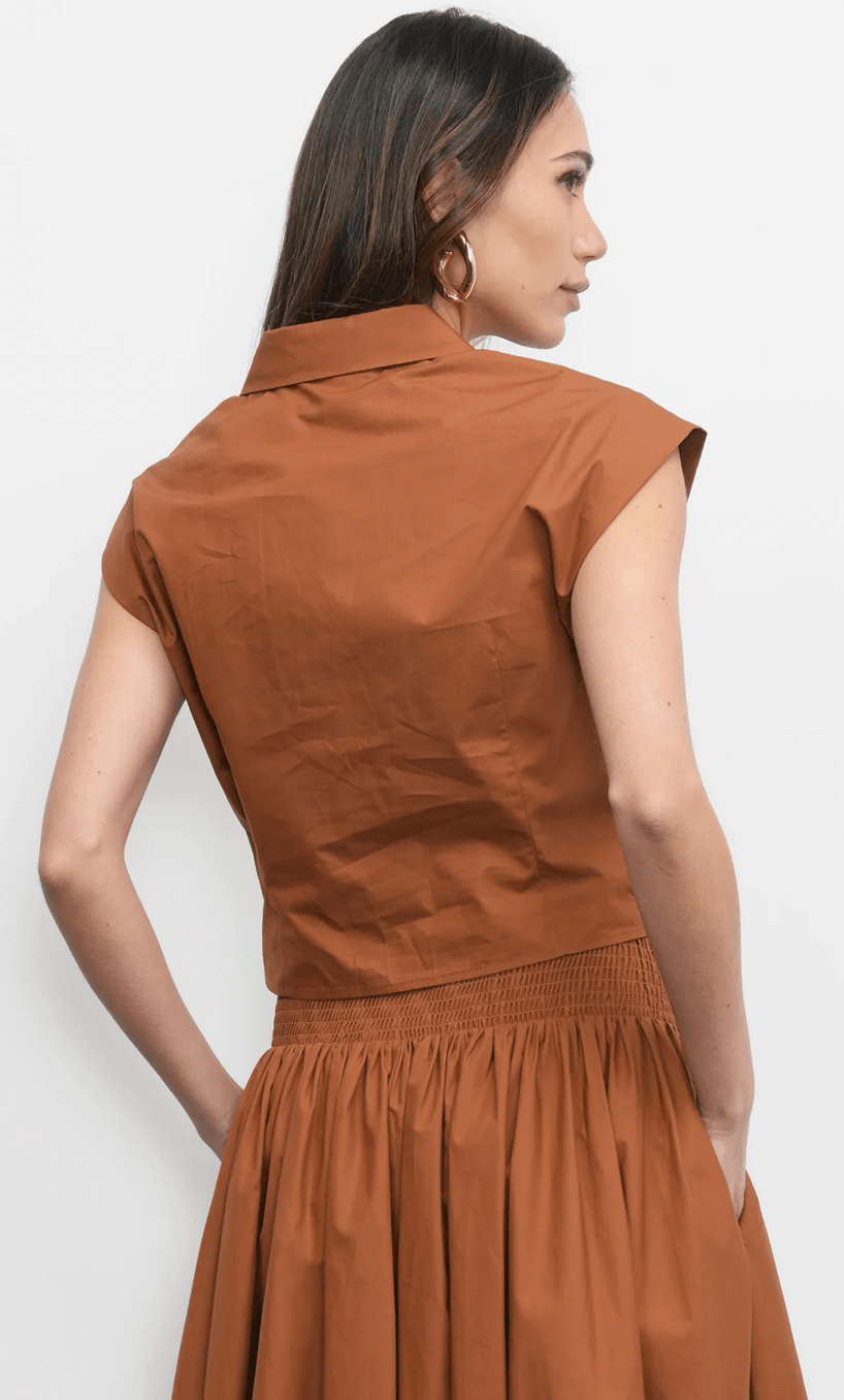 Eloise Wrap Front Poplin Top - Flea Boutiques