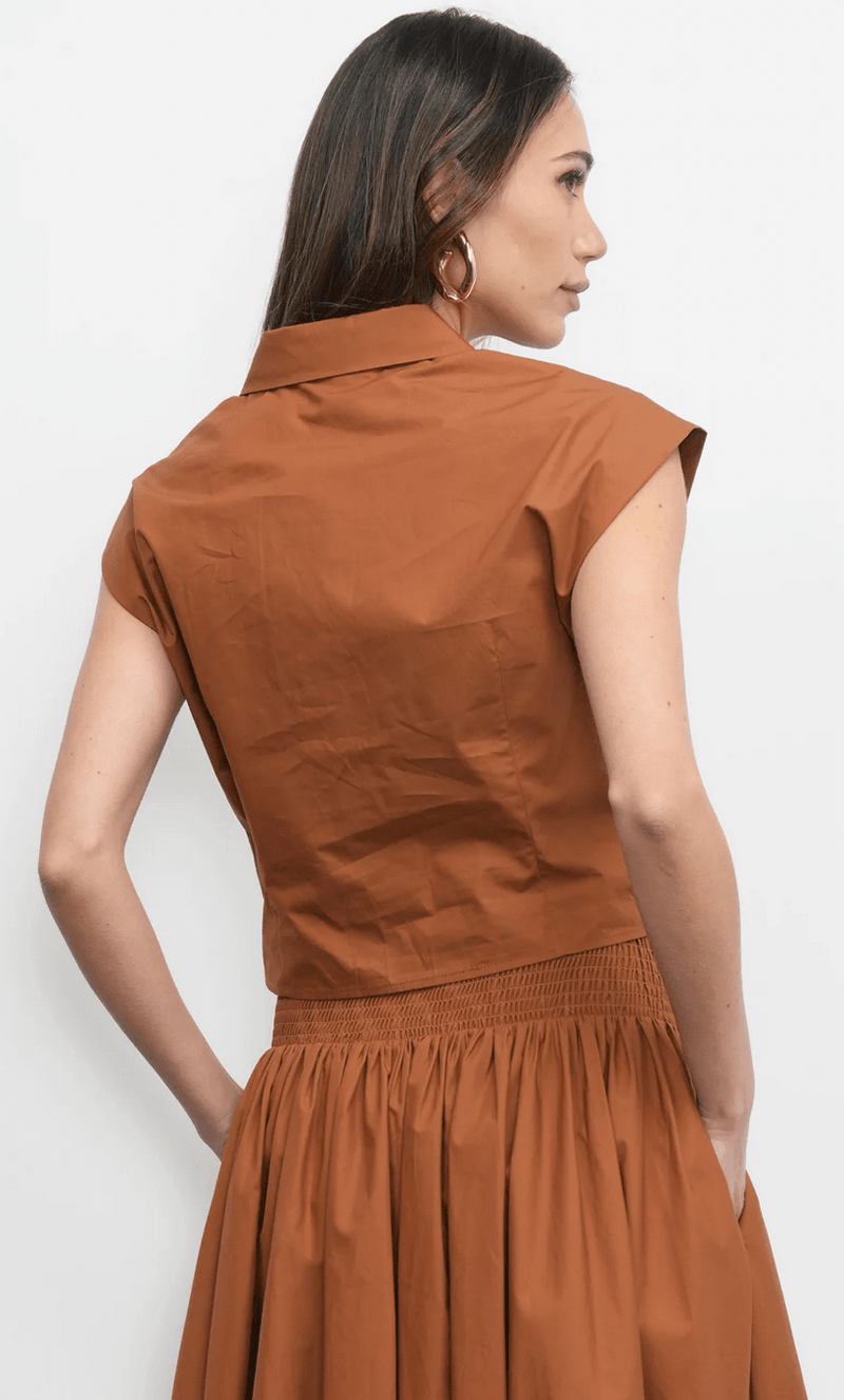Eloise Wrap Front Poplin Top - Flea Boutiques