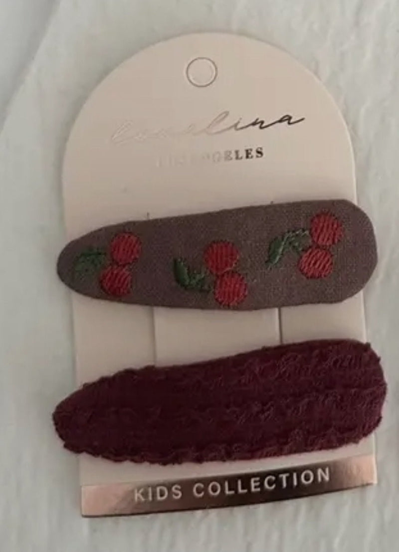 Embroidered Cherry Hair Clip - Flea Boutiques