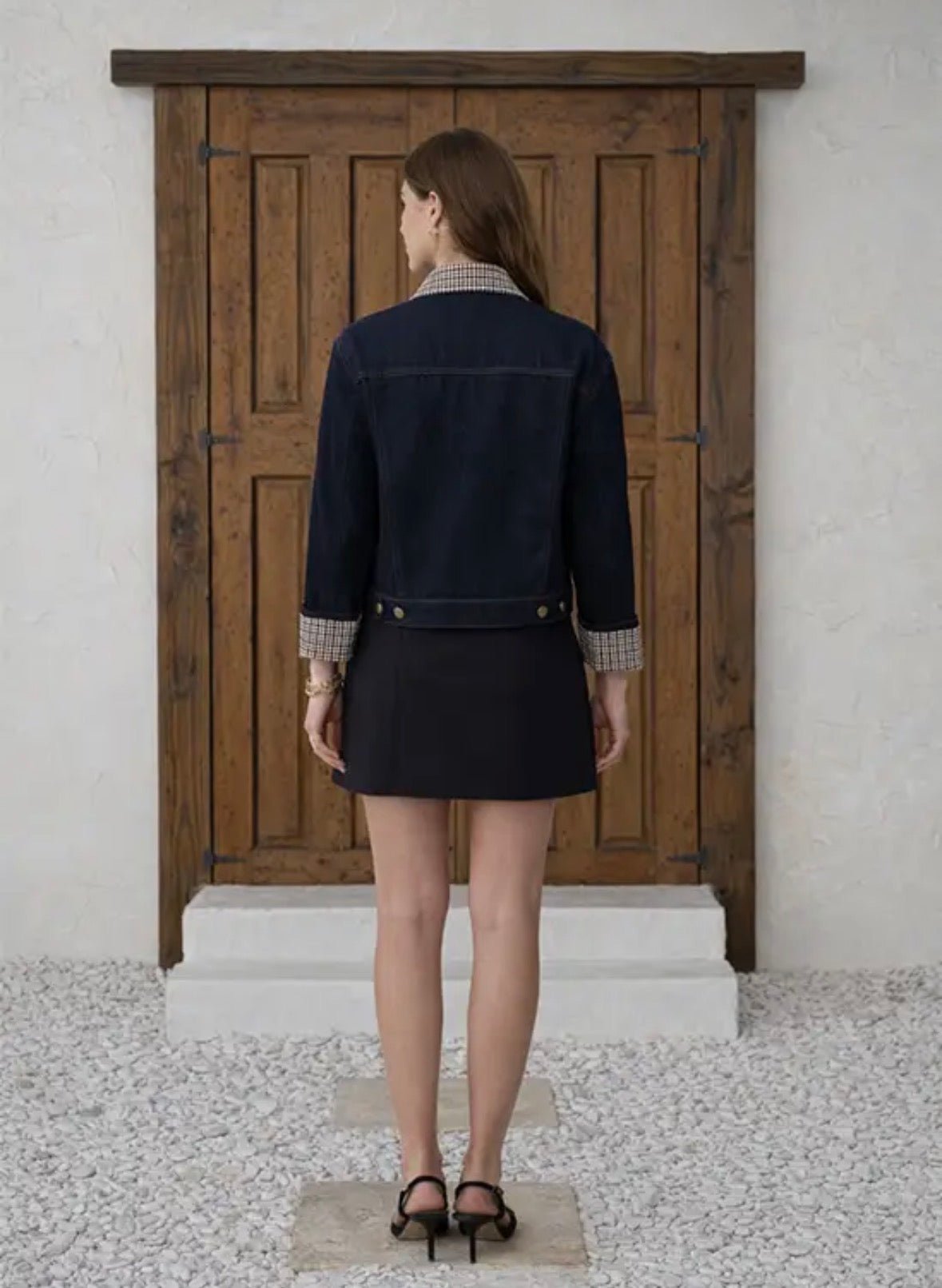 Embroidered Contrast Collar Jacket - Flea Boutiques
