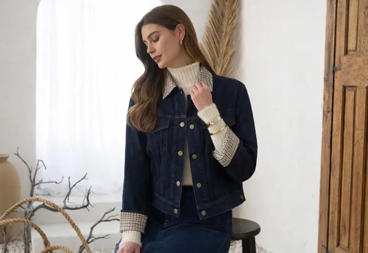 Embroidered Contrast Collar Jacket - Flea Boutiques