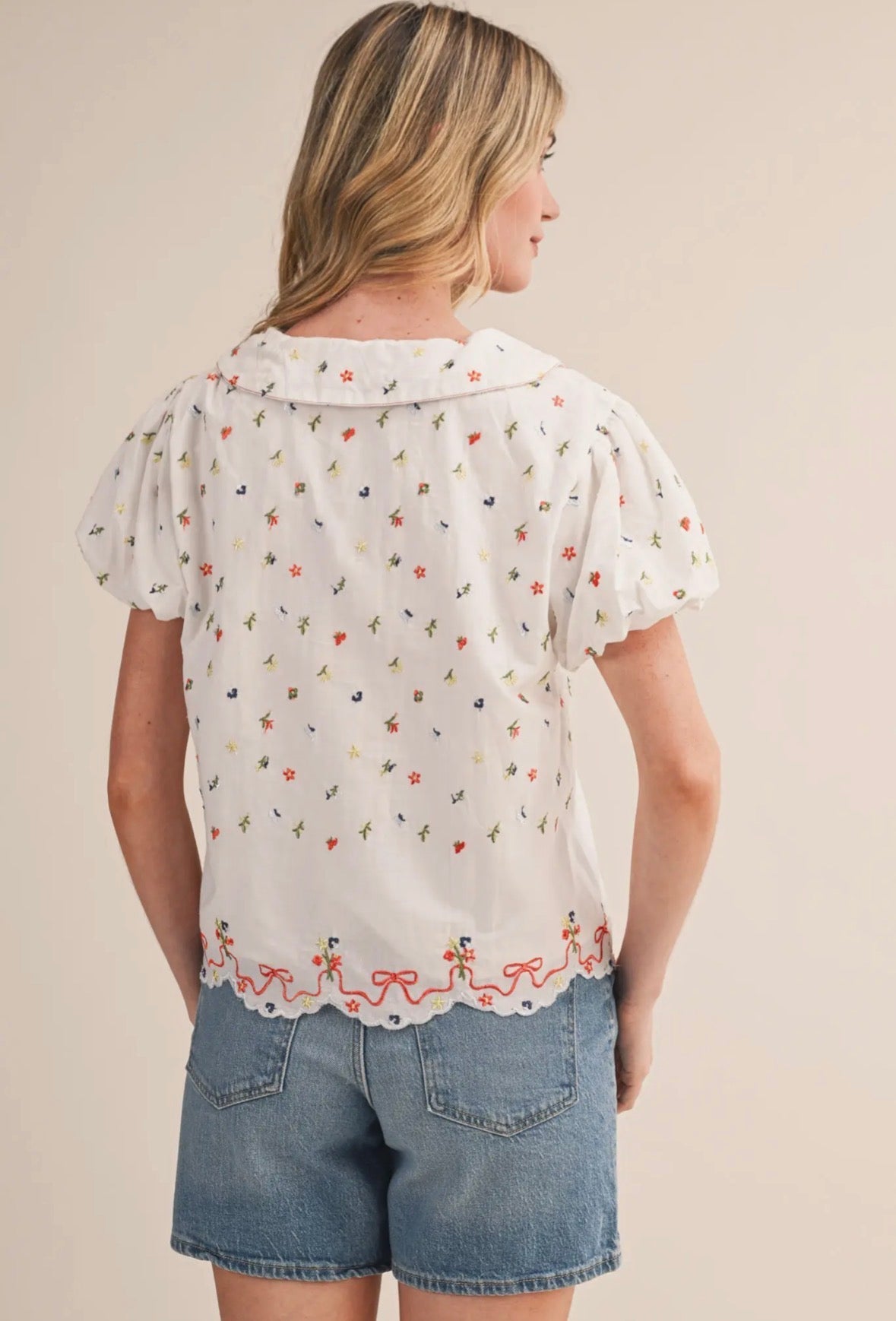 Embroidered Floral Top - Flea Boutiques