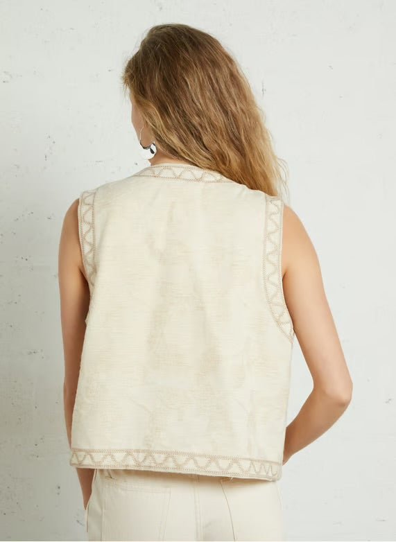 Embroidered Flower Vest - Flea Boutiques
