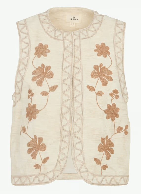 Embroidered Flower Vest - Flea Boutiques