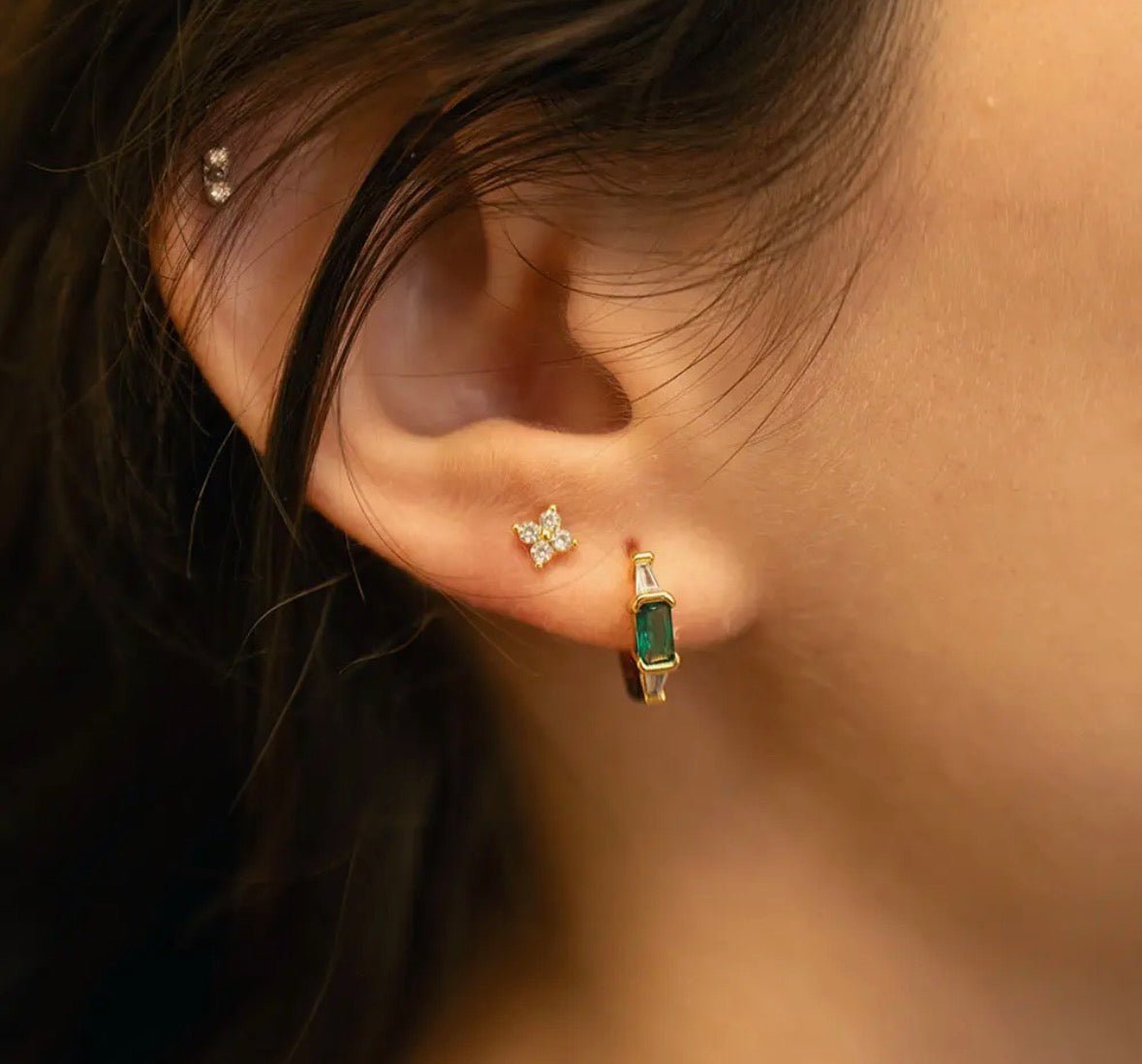 Emerald & Crystal Earrings - Flea Boutiques