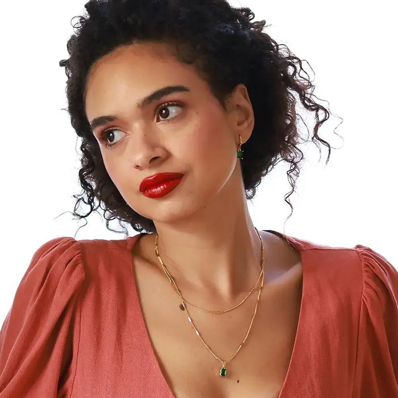 Emerald Holiday Huggie Earrings - Flea Boutiques