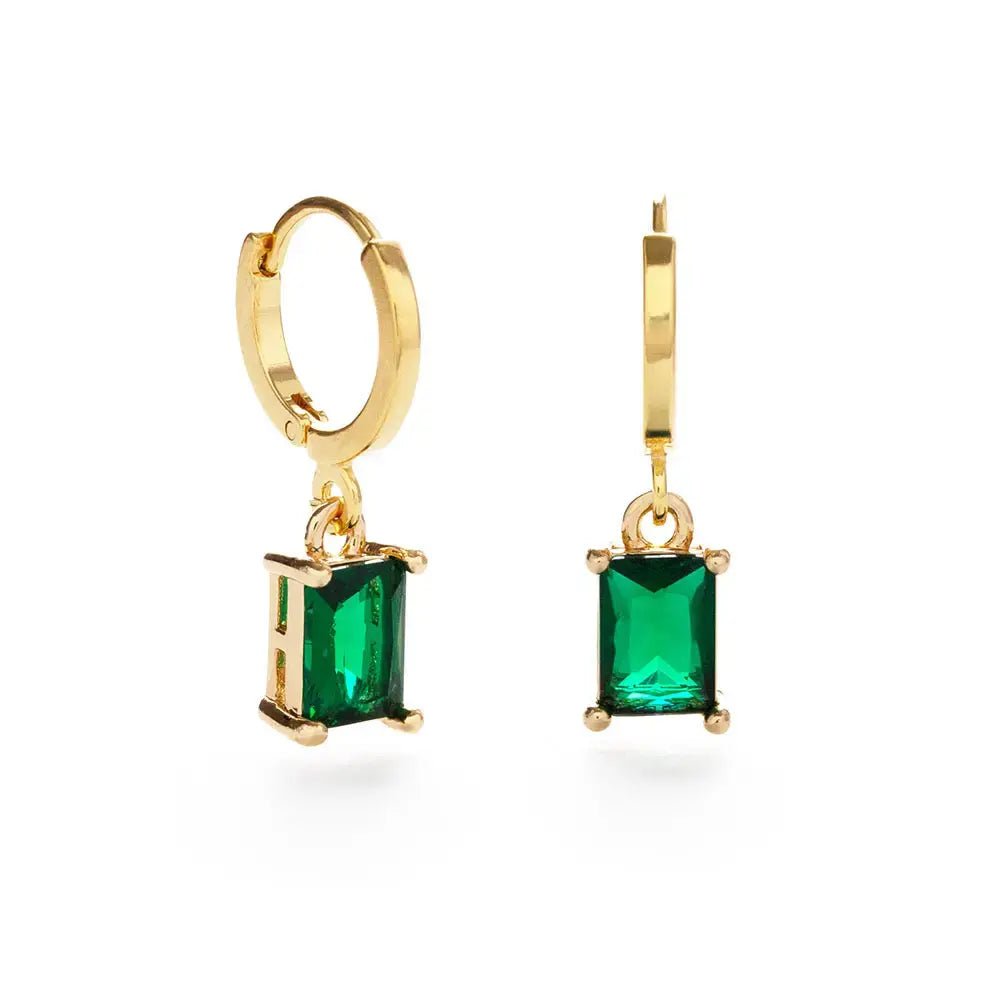 Emerald Holiday Huggie Earrings - Flea Boutiques
