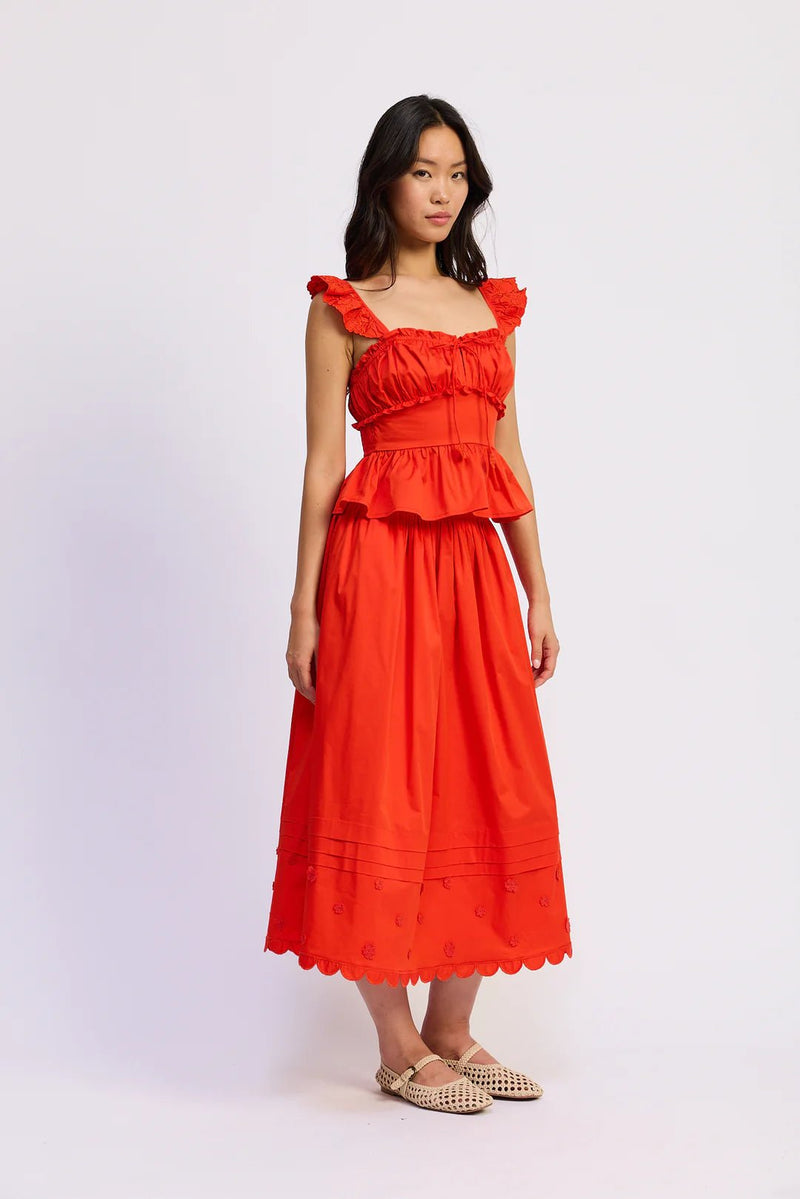 Emerson Scallop Pintuck Midi Skirt - Flea Boutiques