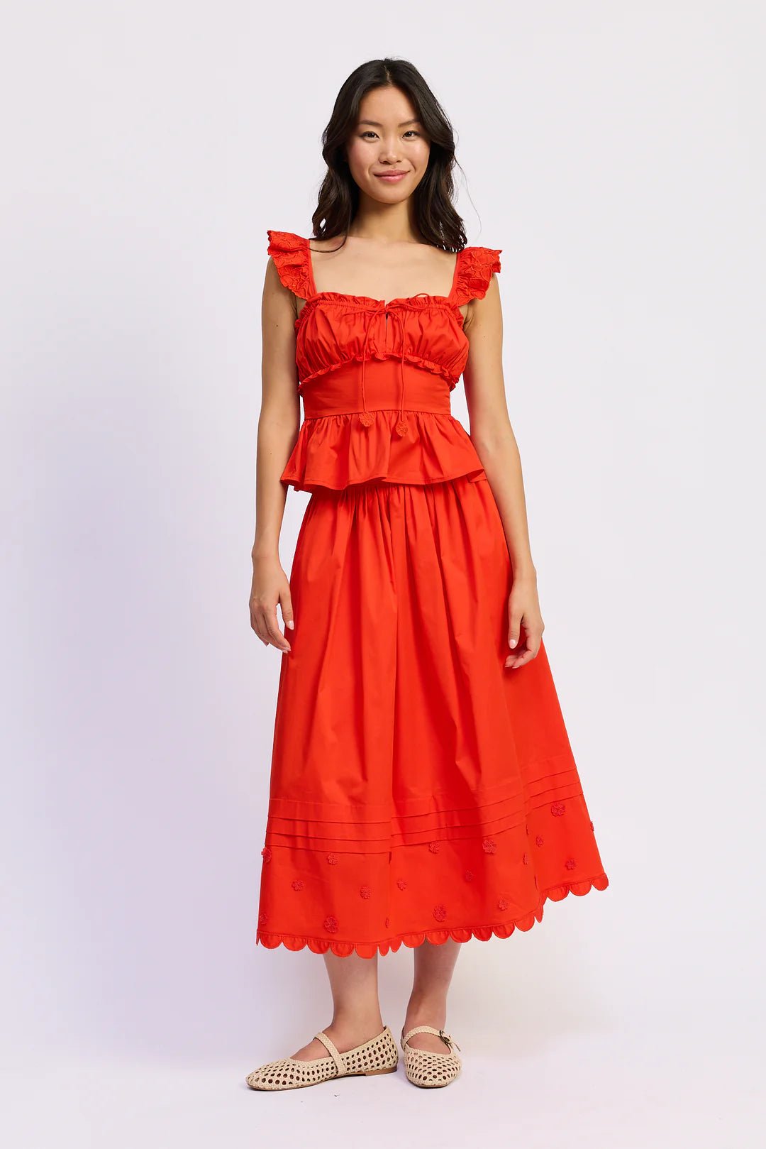 Emerson Scallop Pintuck Midi Skirt - Flea Boutiques