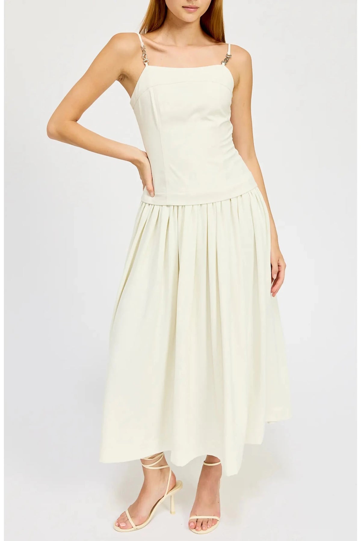 En Saison Barrett Bit Strap Detail Maxi Dress in Ivory at Nordstrom, Size Medium