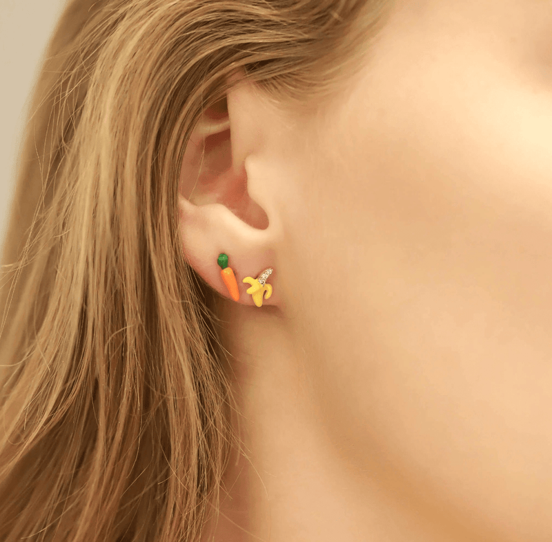 Enamel Carrot Post Earrings - Flea Boutiques