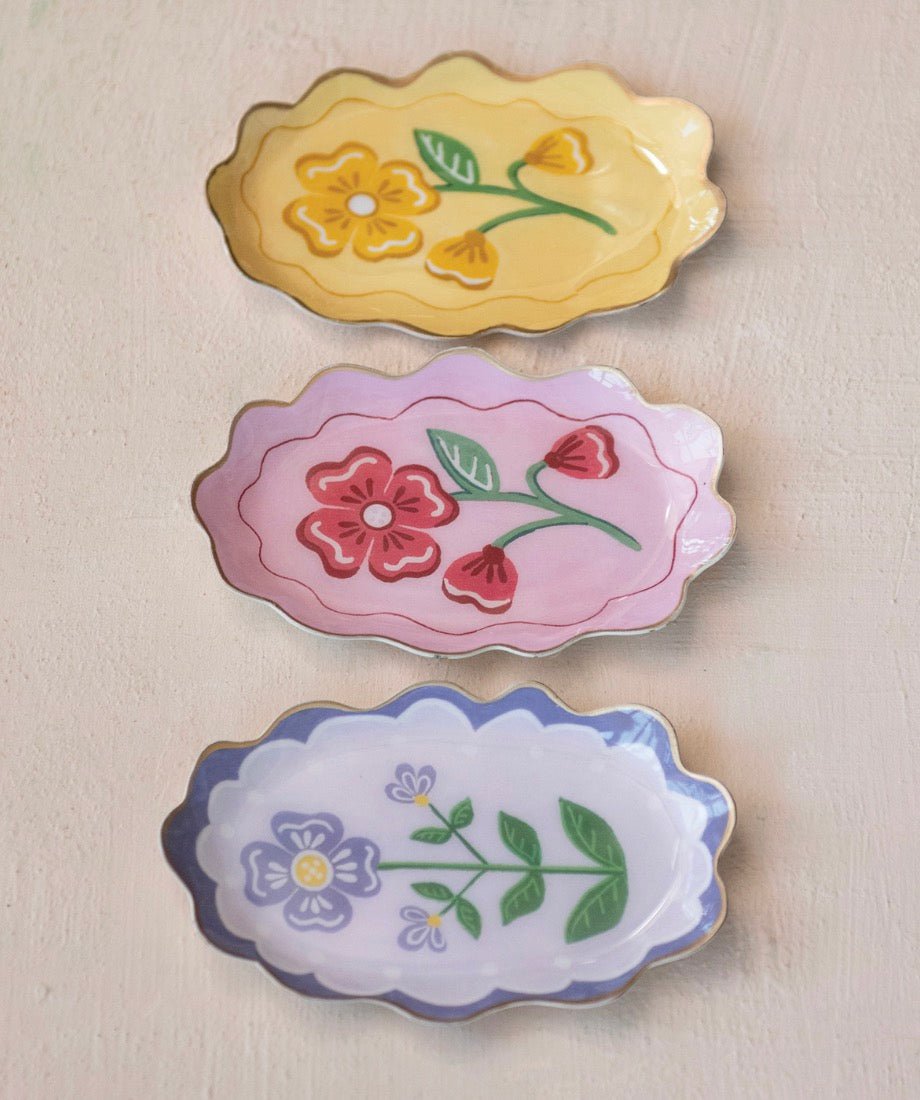 Enameled Scallop Flower Tray - Flea Boutiques